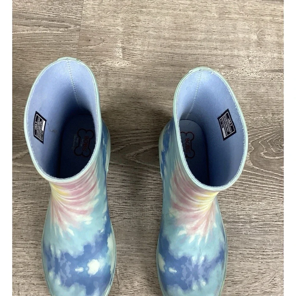Skechers Bobs Womens Size 7 Rain Boots Ankle Calf Boot 113385 Tie Dye